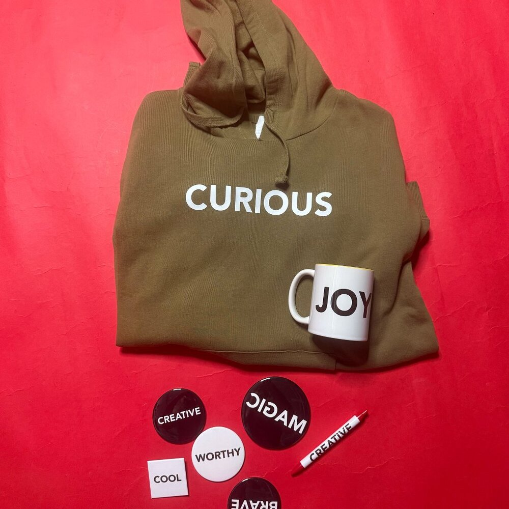 Self-Love Starter Pack | Hoodie in Size M + 5 Pins + Joyful Cup | Unisex Gift